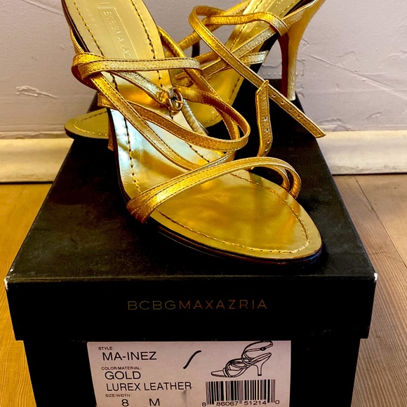 BCBG gold strappy heels. Size 8. Barely worn